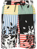 Burberry Check And Floral Print Swim Shorts - Multicolour