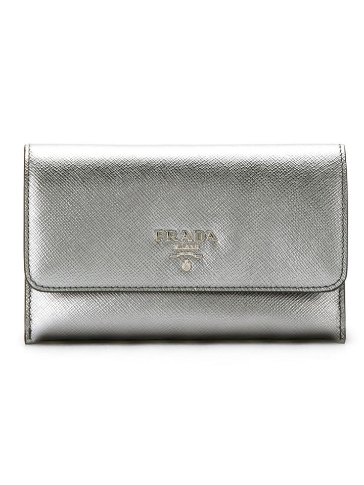Prada Logo Wallet And Card Holder - Metallic