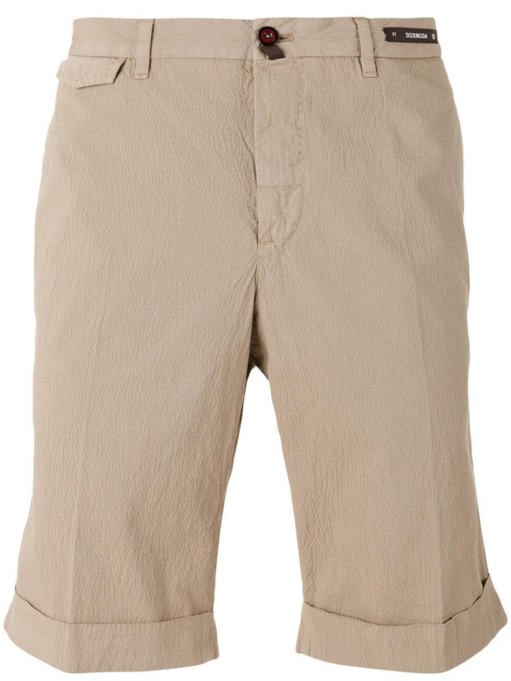 Pt01 Textured Shorts, Men's, Size: 54, Nude/neutrals, Cotton/spandex/elastane