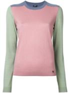 Jil Sander Navy Colour Block Jumper, Women's, Size: Medium, Blue, Silk/cashmere