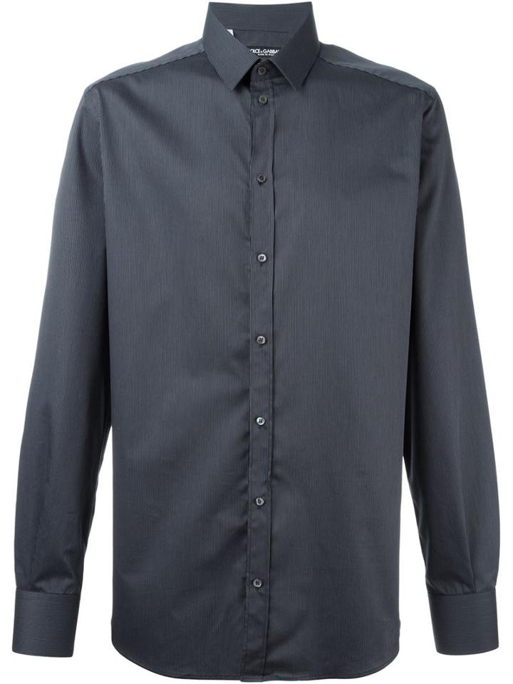 Dolce & Gabbana Pinstriped Shirt, Men's, Size: 41, Blue, Cotton