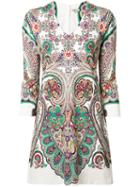 Etro Abstract Print Dress, Size: 38, White, Cotton/spandex/elastane