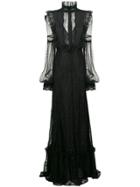 Amen Lace Detail Evening Gown - Black