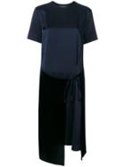 Cédric Charlier T-shirt Dress With Velvet Wrap Front - Blue