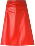 Jil Sander A-line Skirt, Women's, Size: 38, Red, Lamb Skin/silk/cupro
