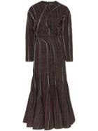 Y/project Leather-piping Striped Maxi-dress - Green