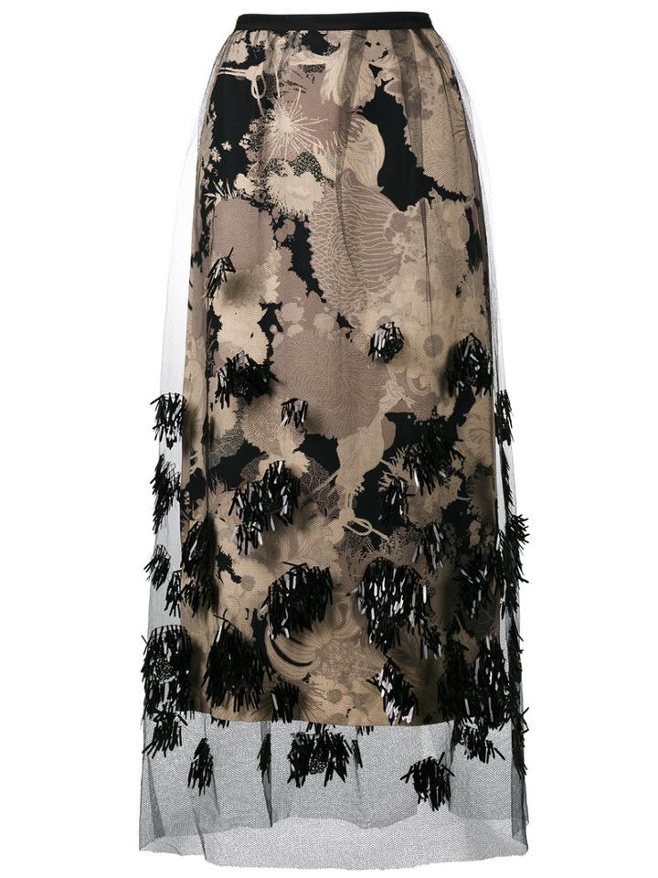 Dries Van Noten Schiller Embellished Skirt, Women's, Size: 40, Black, Viscose