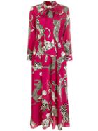 Ultràchic Cat Print Bow Detail Dress - Red
