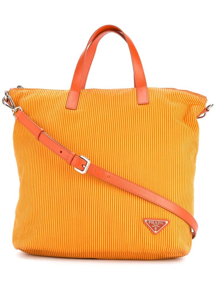 Prada Vintage Striped Tote Bag - Orange