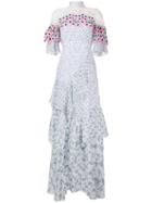 Peter Pilotto Crochet Flower Appliqué Long Dress, Women's, Size: 6, Silk/polyimide/polyester