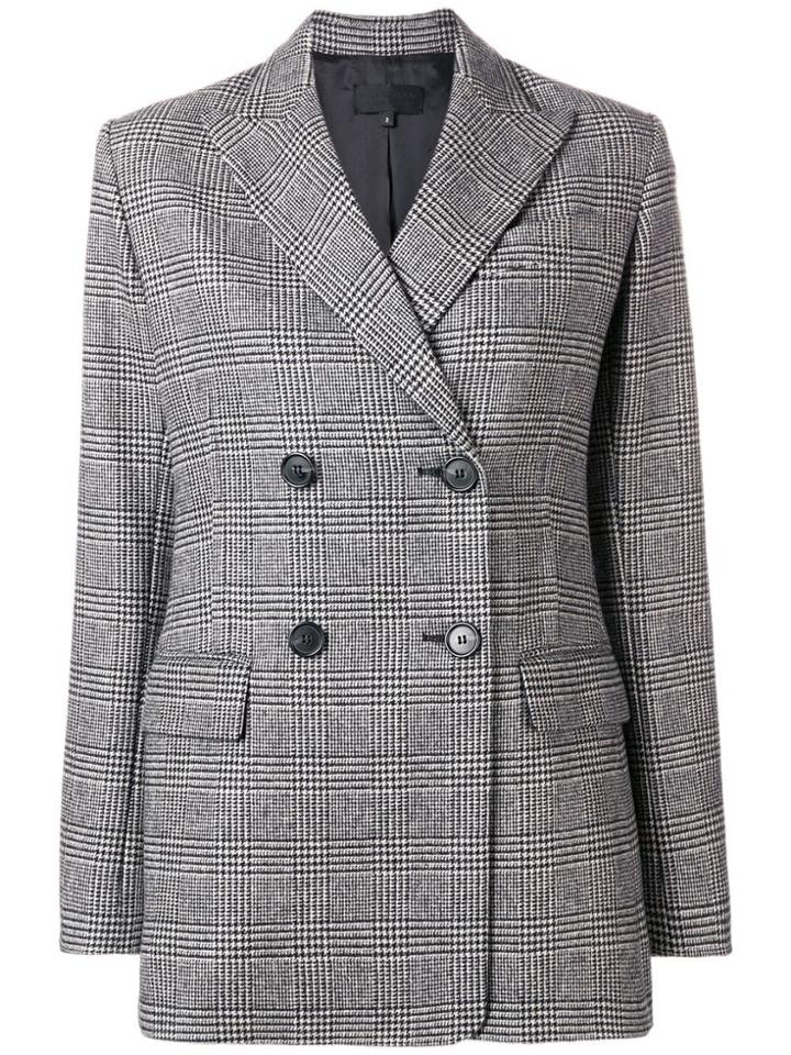 Nili Lotan Checked Double Breasted Jacket - Grey