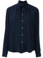 Xacus Pussy Bow Shirt, Women's, Size: 46, Blue, Silk/spandex/elastane