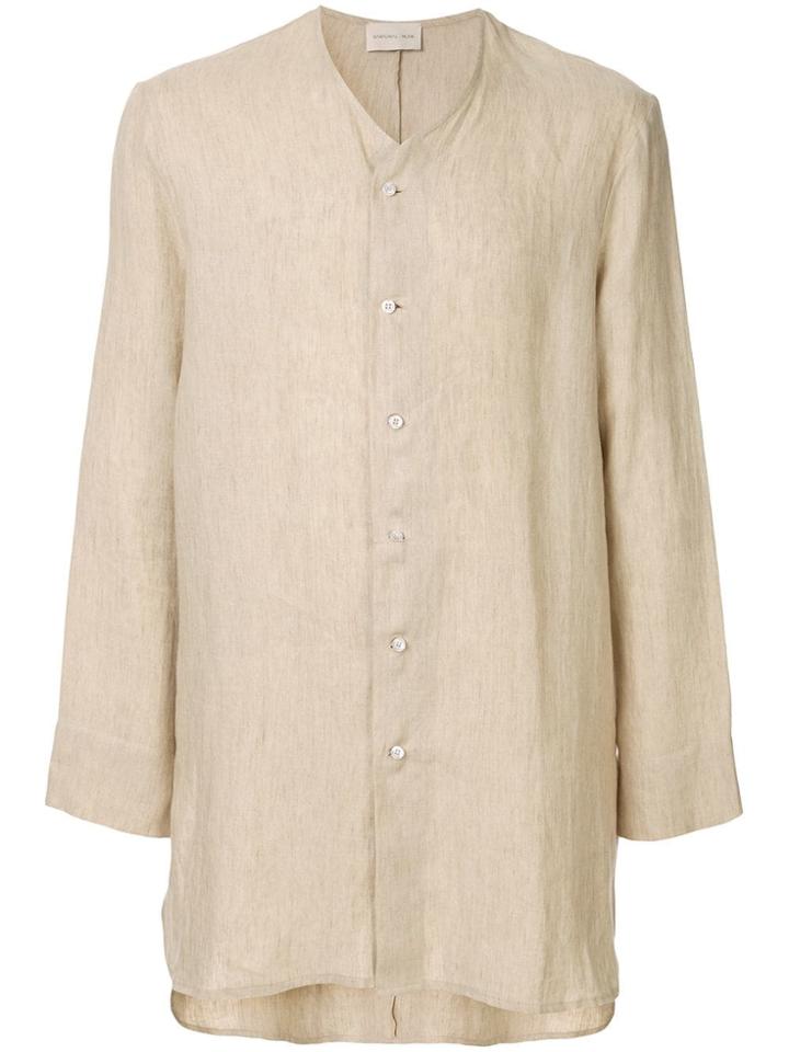 Sartorial Monk Side Slits Tunic Shirt - Neutrals