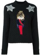 Dolce & Gabbana Lion Soldier Patch Jumper, Women's, Size: 40, Black, Acrylic/polyamide/polyester/brass