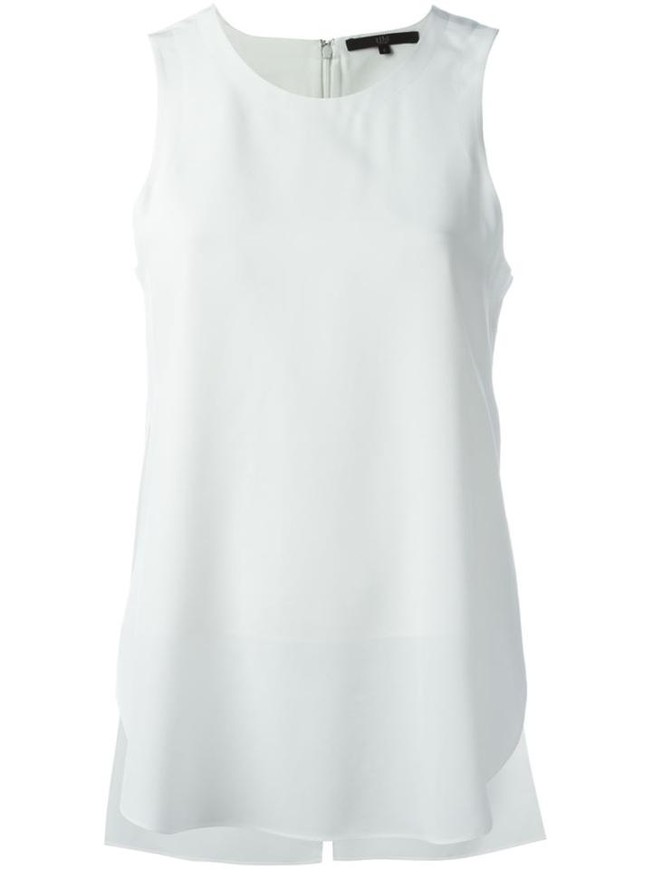 Tibi Back Slit Tank Top, Women's, Size: 2, White, Silk