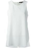 Tibi Back Slit Tank Top, Women's, Size: 2, White, Silk