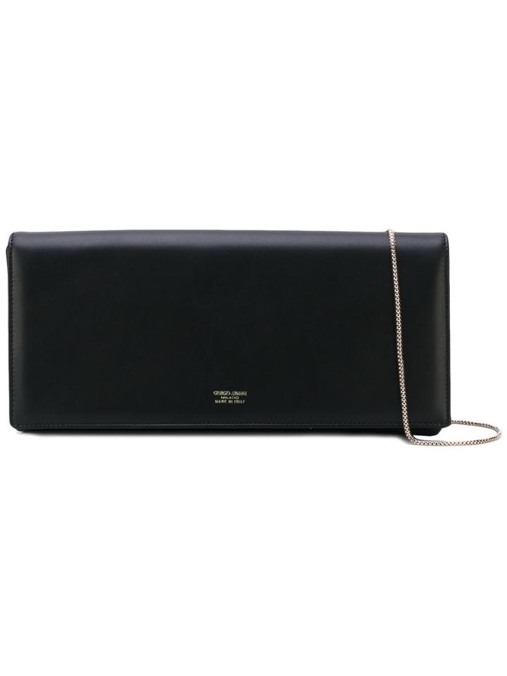 Giorgio Armani - Logo Stamp Clutch - Women - Lamb Skin/metal - One Size, Black, Lamb Skin/metal