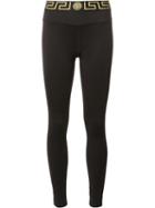Versace Greek Key Waistband Leggings, Women's, Size: 3, Black, Polyamide/spandex/elastane