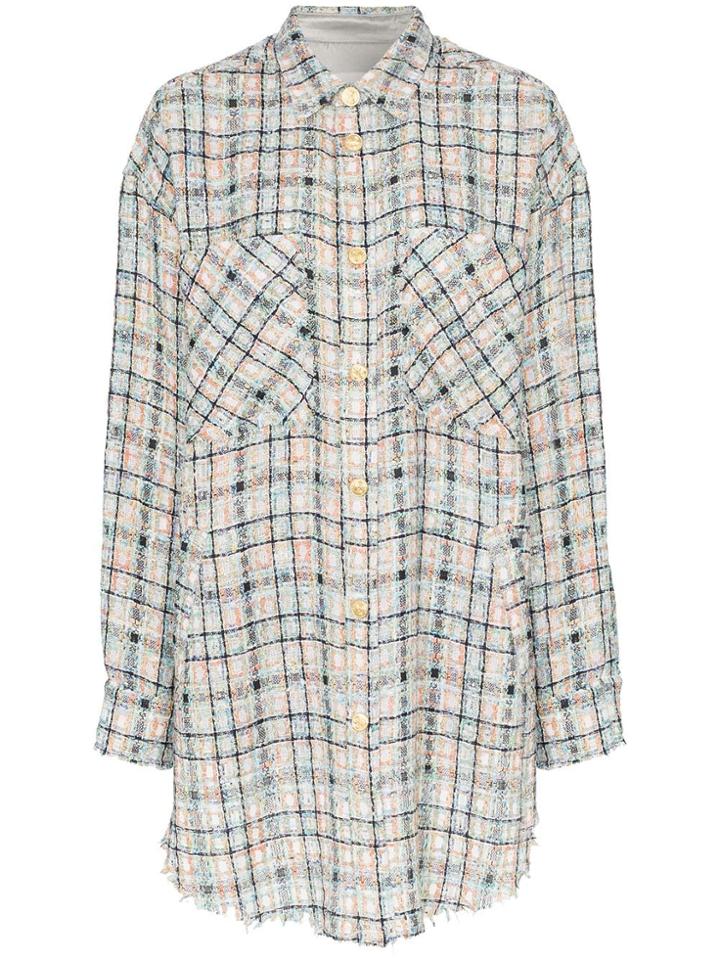 Faith Connexion Oversized Checked Bouclé Shirt - Multicoloured