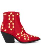 Casadei Daytime Studded Cowboy Boots - Red