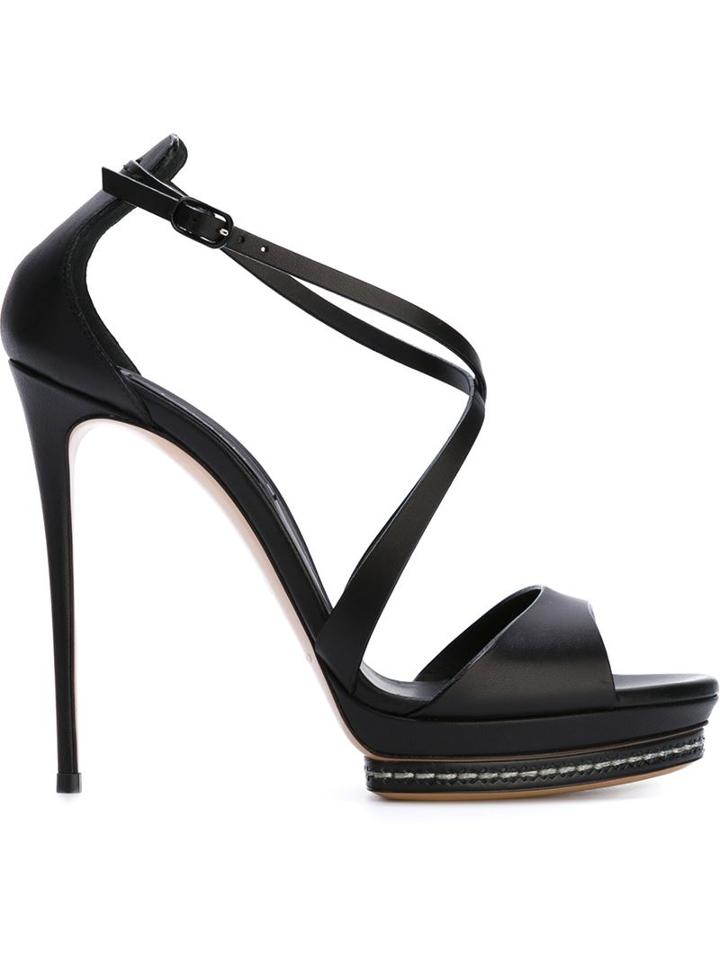 Casadei Strappy Stiletto Sandals, Women's, Size: 39, Black, Leather