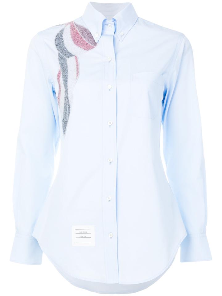 Thom Browne Beaded Bow Button-down Poplin Shirt - Blue