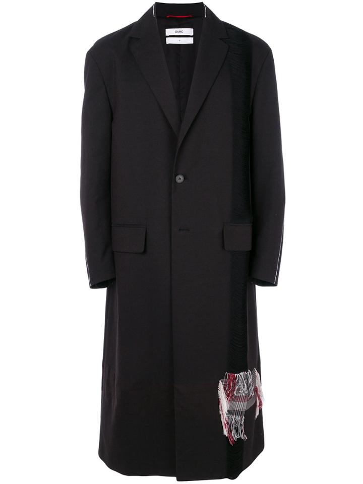 Oamc Distressed Tartan Patch Coat - Black