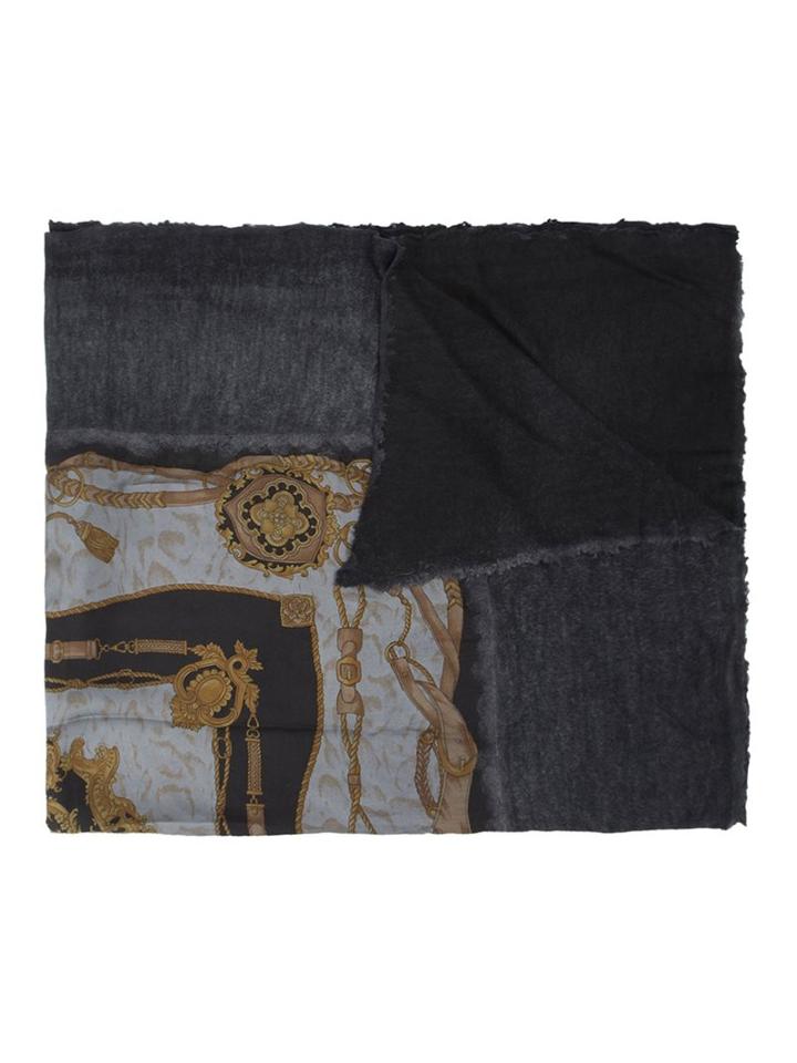 Avant Toi Baroque Print Scarf, Women's, Black, Silk/cashmere