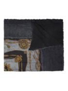 Avant Toi Baroque Print Scarf, Women's, Black, Silk/cashmere
