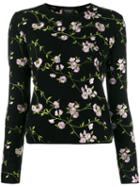 Giambattista Valli Floral Embroidered Knitted Top - Black