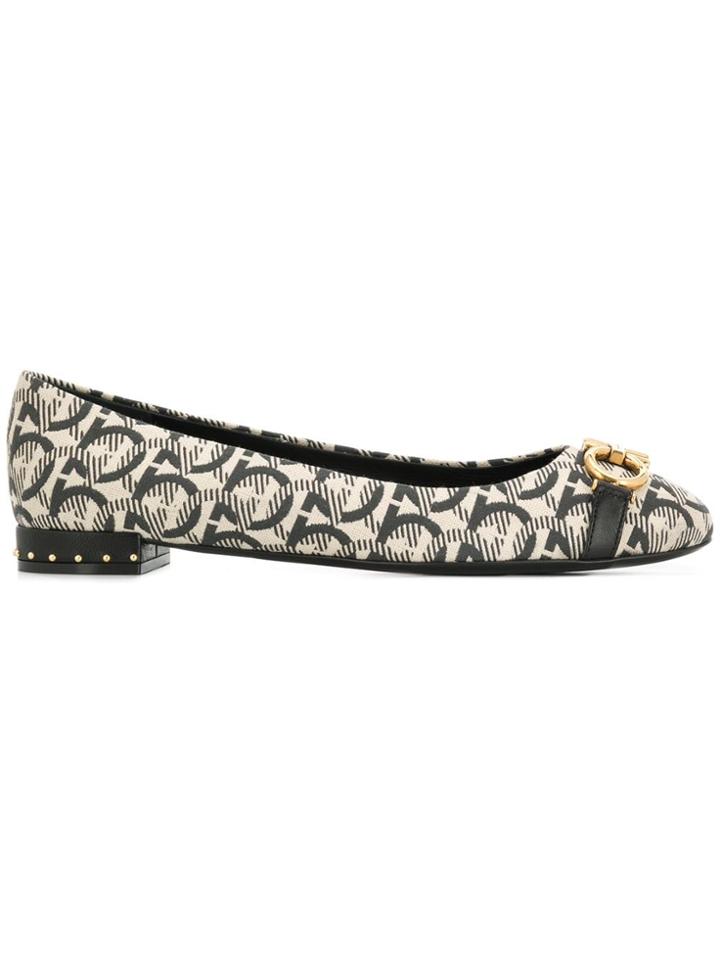 Salvatore Ferragamo Gancini Logo Ballerinas - Black