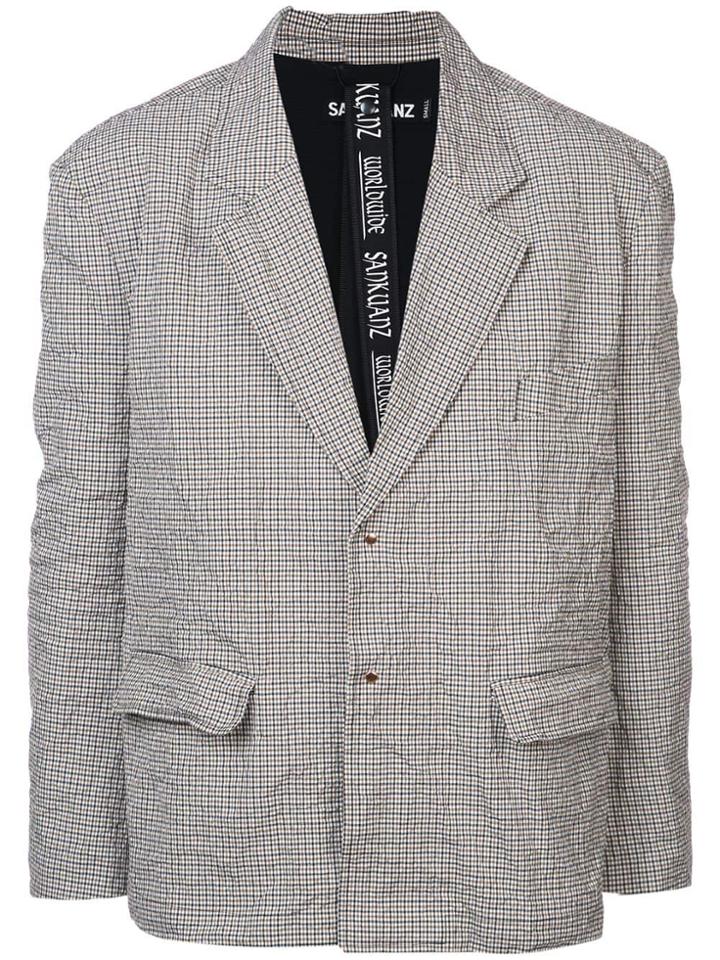 Sankuanz Checked Button Blazer - White