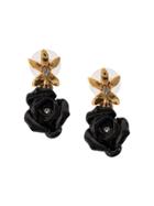 Oscar De La Renta Embellished Rose Earrings - Black