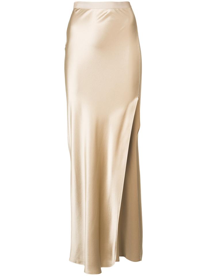 Nili Lotan - Long Side-slit Slit - Women - Silk - 2, Nude/neutrals, Silk