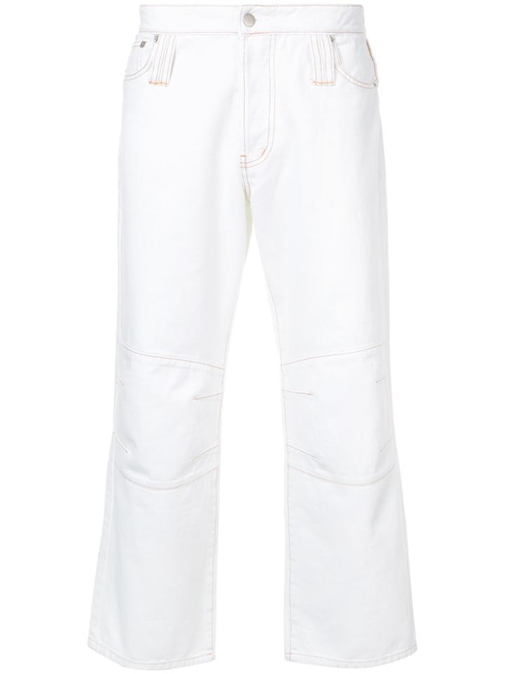 Chin Mens Knee Dart Jeans - White