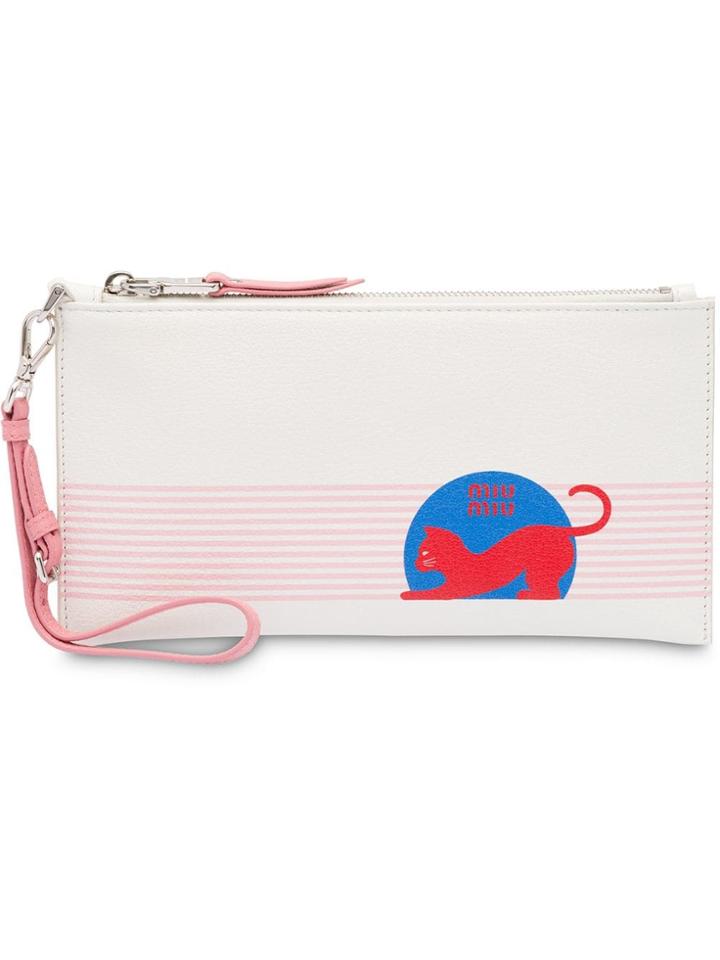 Miu Miu Madras Leather Pouch - White