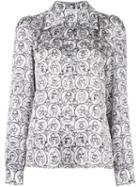 Sonia Rykiel Faces Print Shirt, Women's, Size: 38, Black, Silk
