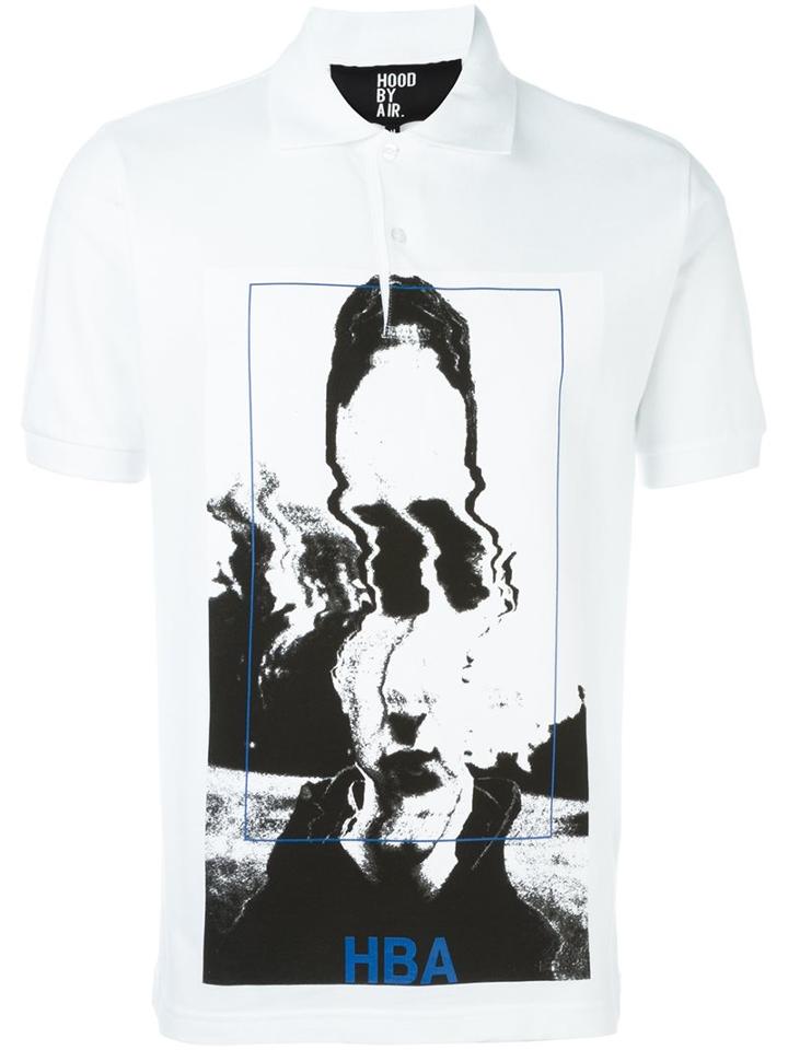 Hood By Air Picture Print Polo Shirt, Men's, Size: Small, White, Cotton