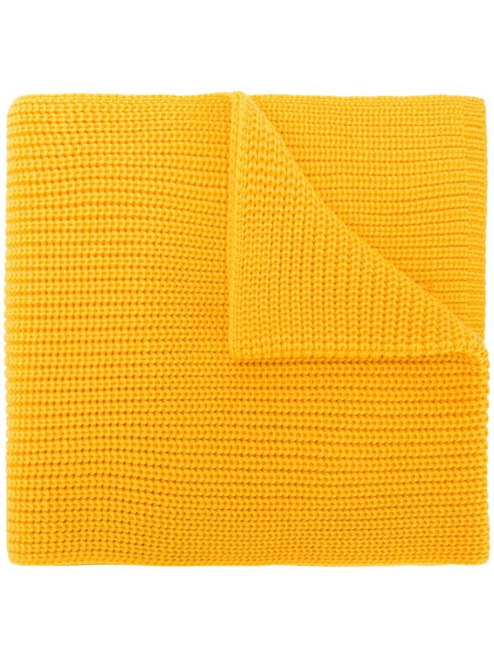 Woolrich Logo Patch Knitted Scarf - Yellow
