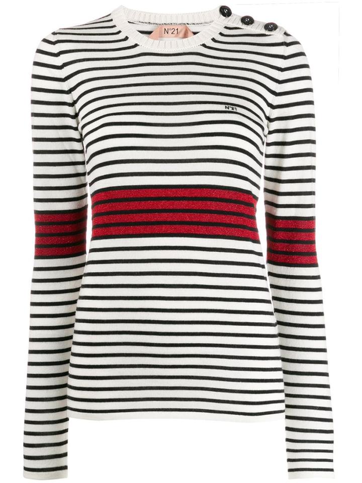 Nº21 Breton Stripe Jumper - White