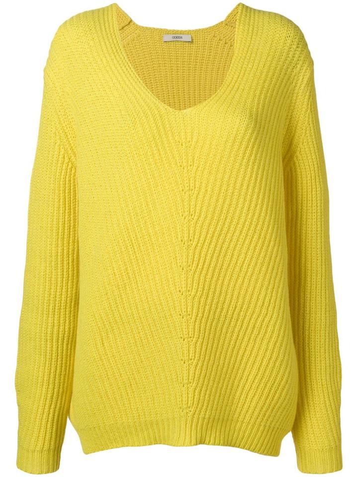 Odeeh Oversized V-neck Jumper - Yellow & Orange