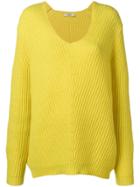Odeeh Oversized V-neck Jumper - Yellow & Orange