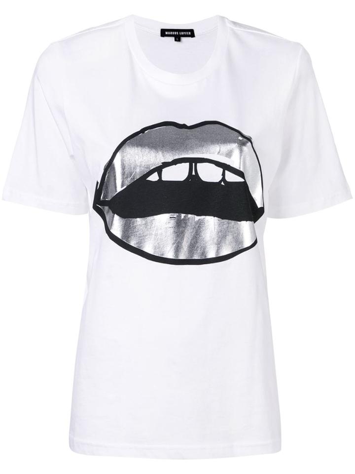 Markus Lupfer Lara Lip Metallic T-shirt - White