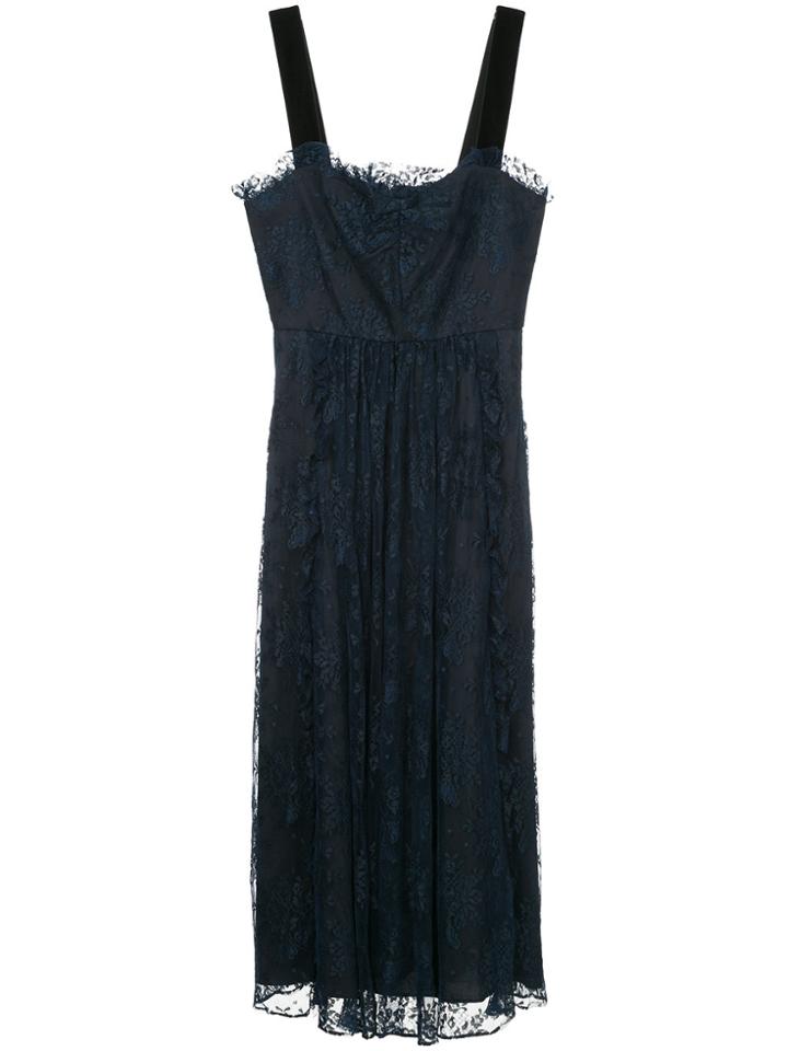 Alexa Chung Embroidered Lace Midi Dress - Blue