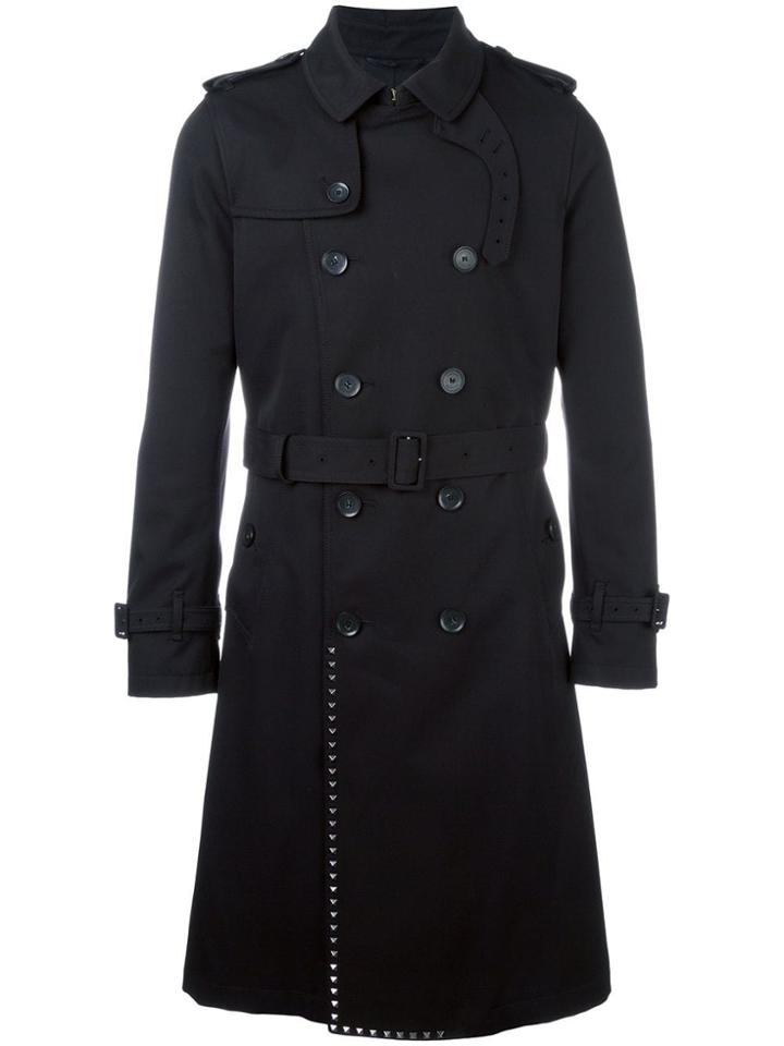 Valentino 'rockstud' Trench Coat - Black