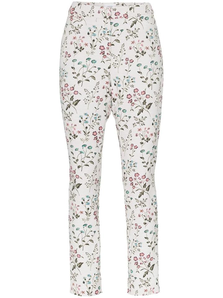 Erdem Sydney Floral Jacquard Skinny Trousers - Neutrals