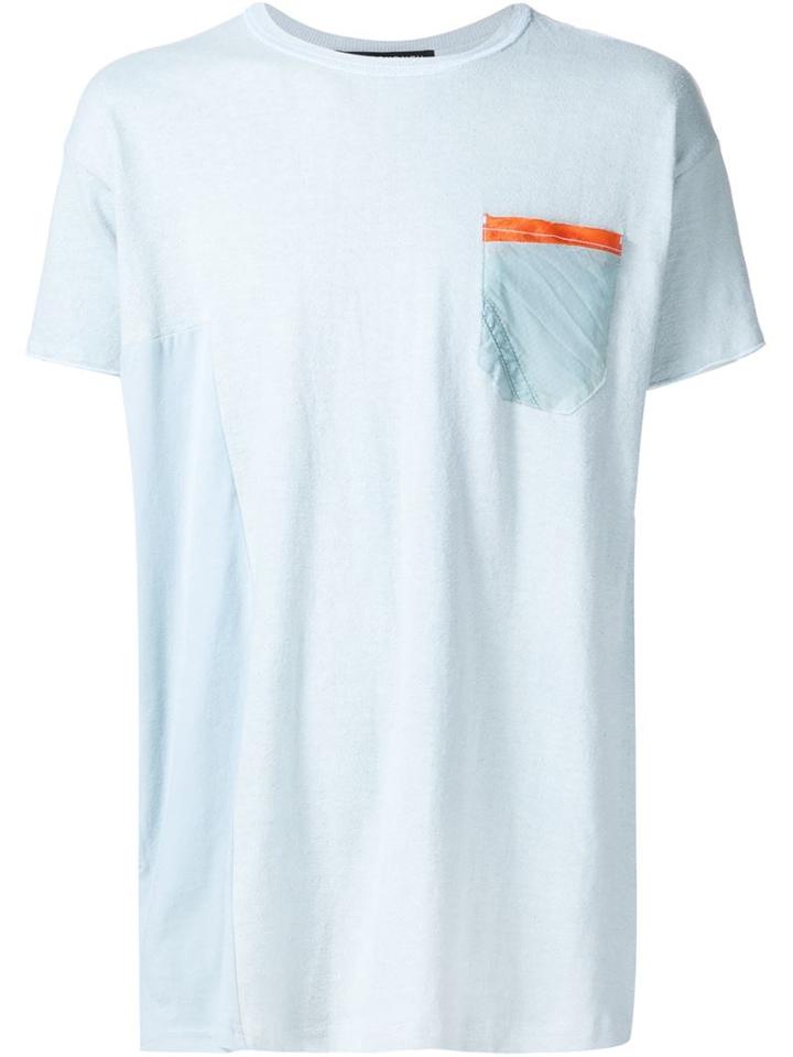 Longjourney Nylon Pocket T-shirt, Men's, Size: L, Blue, Cotton/nylon