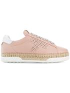 Tod's Lace Up Espadrille Sneakers - Pink & Purple