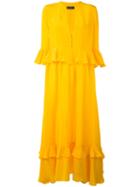 Rossella Jardini - Ruffled Detail Maxi Dress - Women - Silk - 42, Yellow/orange, Silk