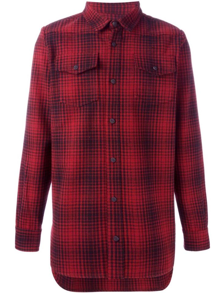 Off-white Checked Shirt, Men's, Size: Medium, Red, Acrylic/polyester/wool/other Fibers